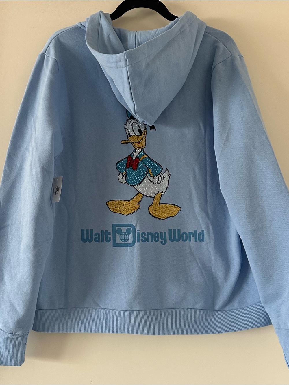 Walt Disney World Adult Light Blue Donald Duck Rhinestone Full Zip Hoodie